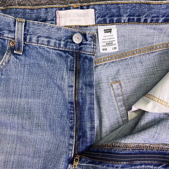 VTG Levis 569 Jeans Men 36x30 Blue Denim Casual Baggy Loose Straight Relaxed Y2K - Picture 15 of 16
